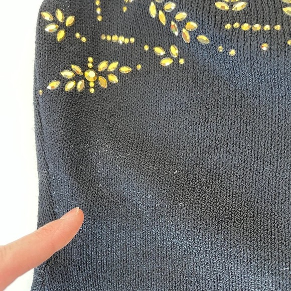 St John Evening Marie Gray Dress Maxi Santana Knit Sleeveless Gold Size 6 - Picture 15 of 16